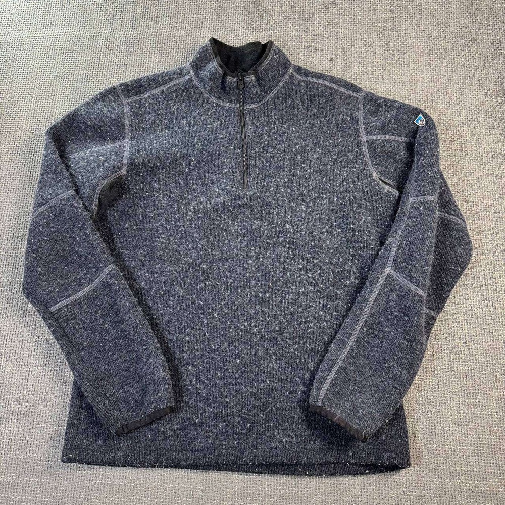 Kuhl ThermoKore 1/4 Zip Pullover Mens Medium Charcoal Grey Wool Blend Fleece